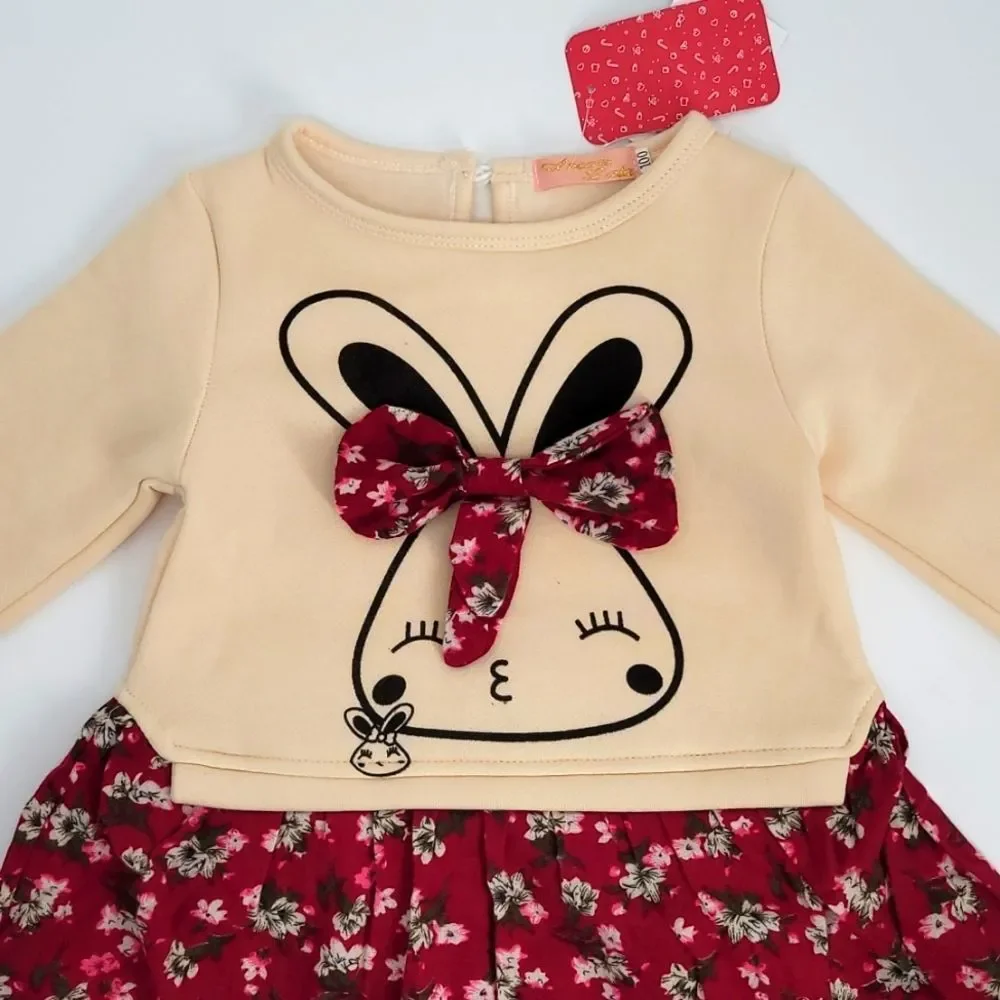 Toddler Girl Fall/Winter Brushed Soft Inside Bunny Dress Littlechic Boutique - Picture 2 of 6